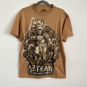 DGA Aztec Warrior Graphic Tee Chicano Streetwear Brown Size M